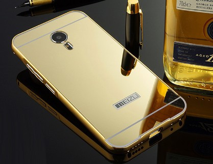 Добави още лукс Бъмпъри за телефони Луксозен алуминиев бъмпър с огледален златист гръб за MEIZU MX5
